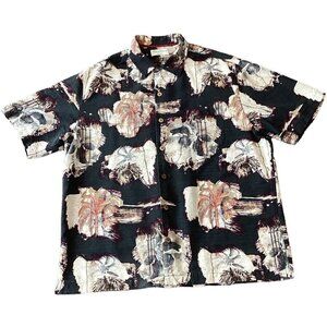 Caribbean Pure Silk Mens L Hawaiian Tropical Casual Button-Up Shirt 301G